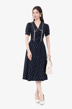 Đầm hoa dáng xòe chữ A viền ren