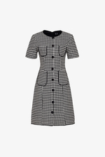 Đầm tweed dáng chữ A phối túi