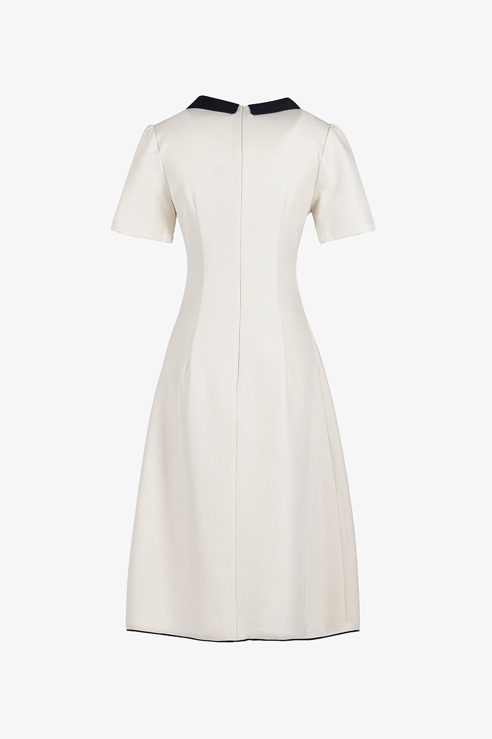 Đầm công sở chữ A cổ sen đen phối nút