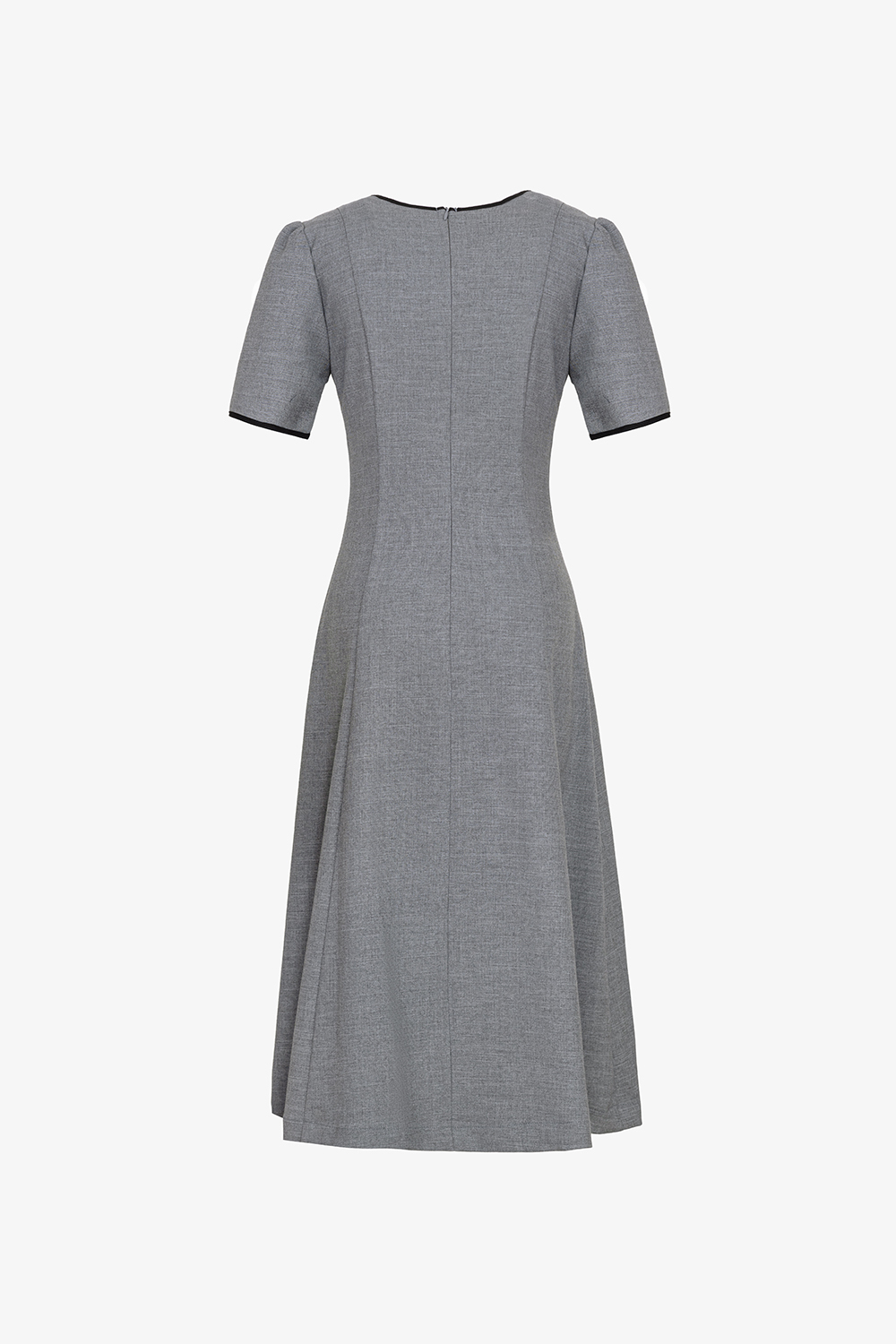 Đầm công sở cổ V phối túi viền đen