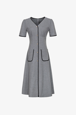 Đầm công sở cổ V phối túi viền đen