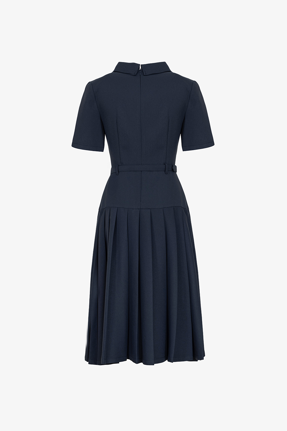 Đầm công sở xếp ly dáng xòe cổ sơ mi