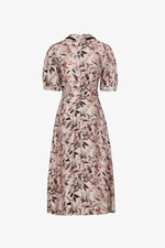 Đầm họa tiết chữ A cổ sơ mi phối nút