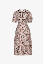 Đầm họa tiết chữ A cổ sơ mi phối nút