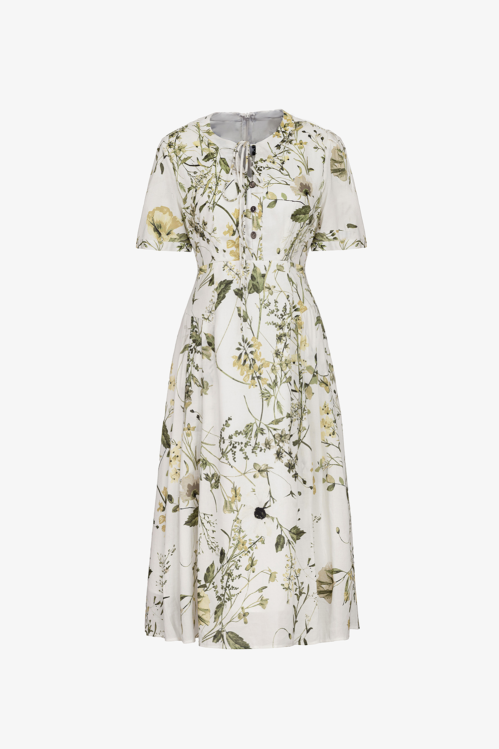 Đầm hoa dáng xoè dài phối nơ