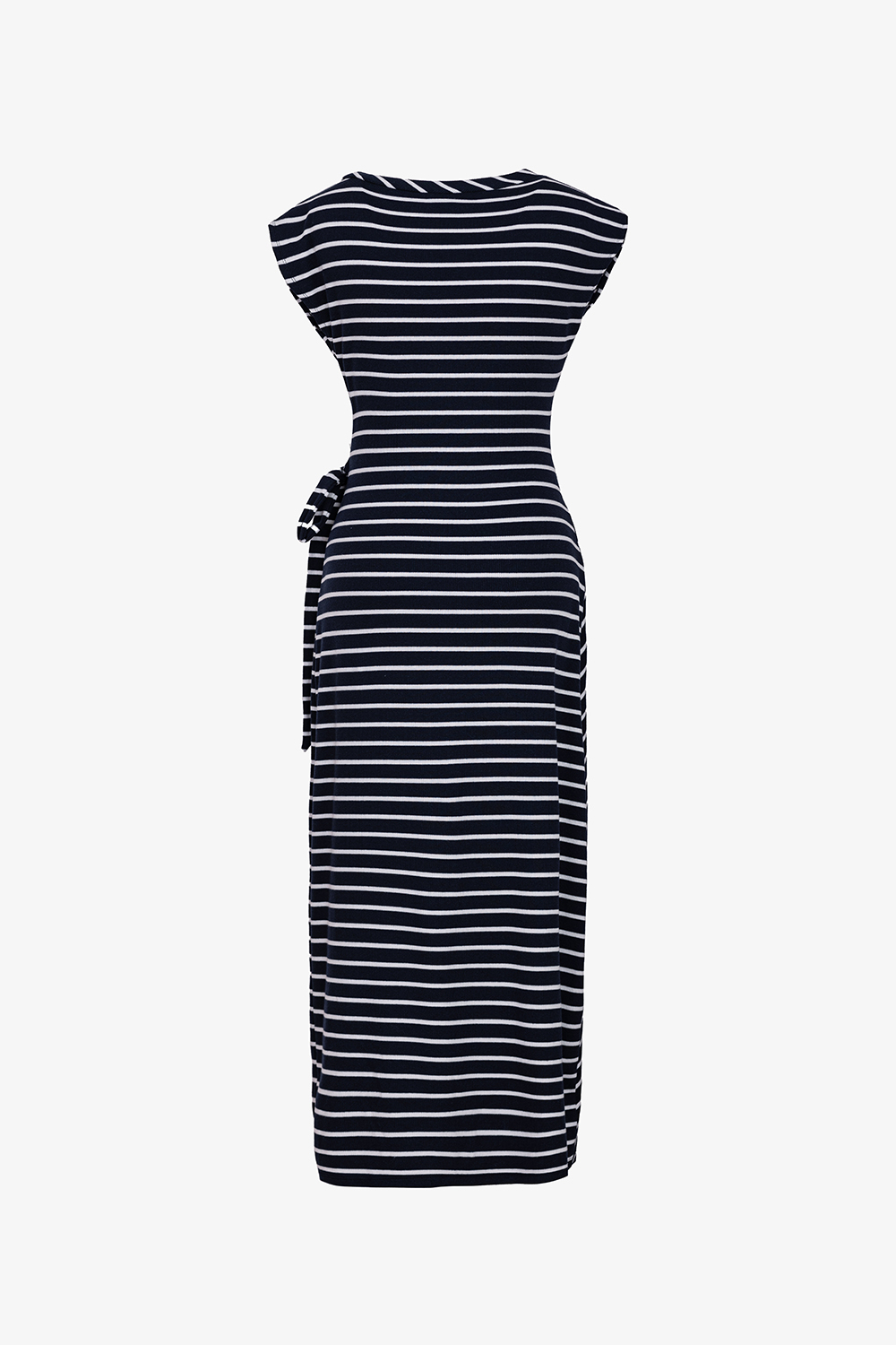 Đầm thun cotton sọc dáng ôm nhấn eo