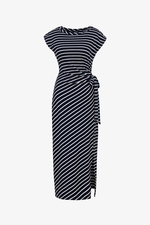 Đầm thun cotton sọc dáng ôm nhấn eo