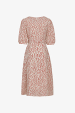 Đầm hoa nhí đỏ dáng chữ A thắt eo