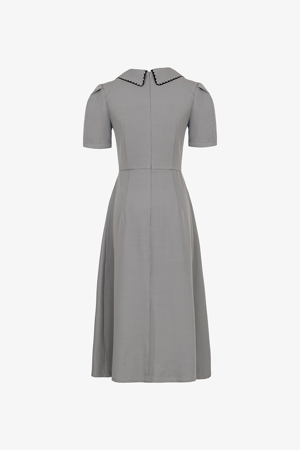 Đầm xòe công sở cổ sen nhọn viền đen