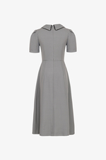 Đầm xòe công sở cổ sen nhọn viền đen