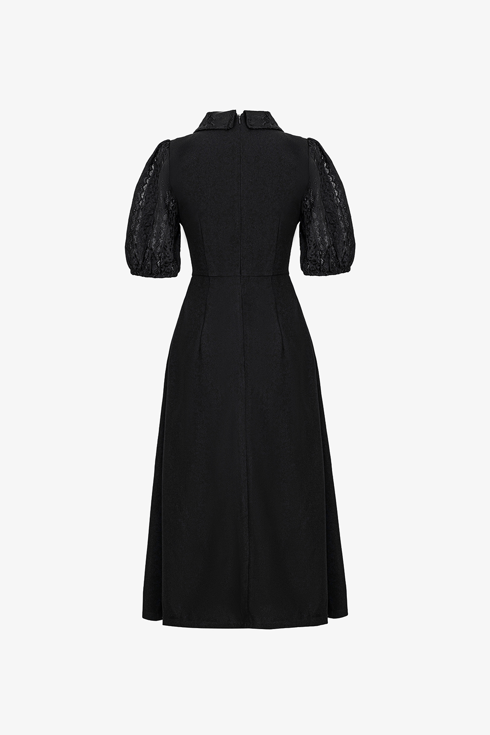 Đầm đen công sở dáng xòe cổ sơ mi