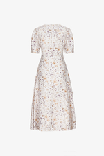 Đầm xòe họa tiết hoa phối nút