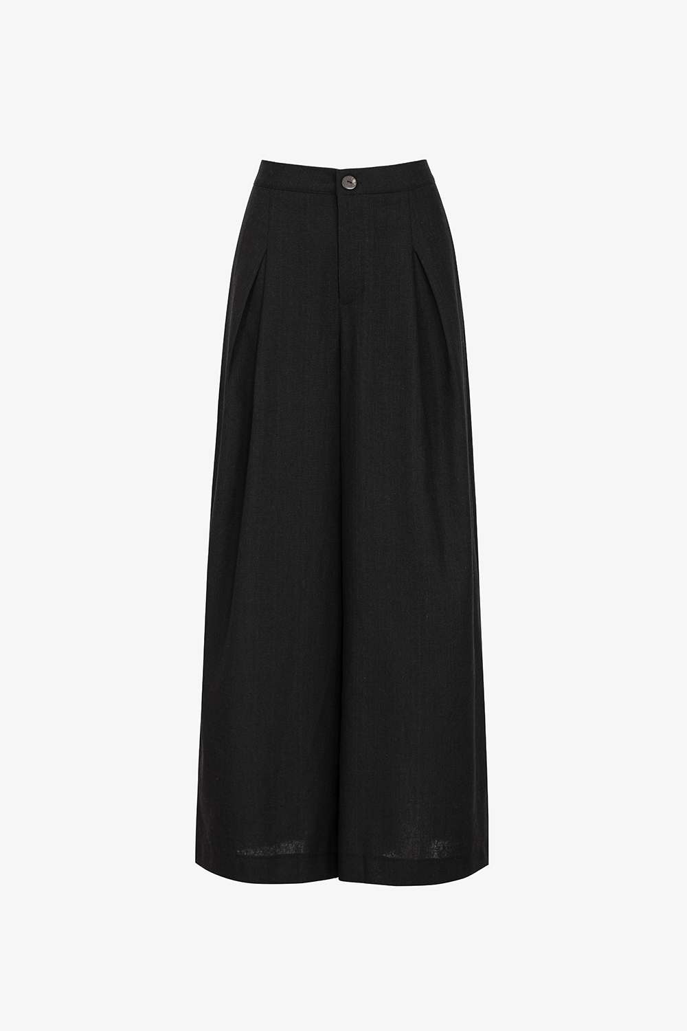 Quần công sở linen đen dáng suông