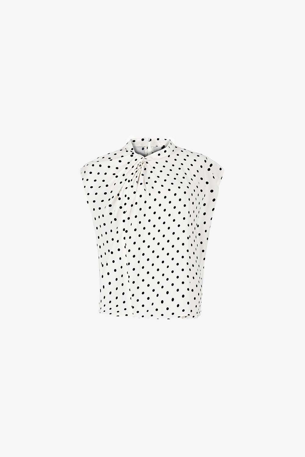 Áo kiểu nữ họa tiết chấm bi lớn cổ xoắn