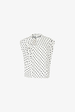 Áo kiểu nữ họa tiết chấm bi lớn cổ xoắn