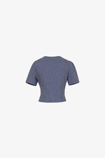 Áo kiểu nữ dáng ôm cổ tròn đính hoa