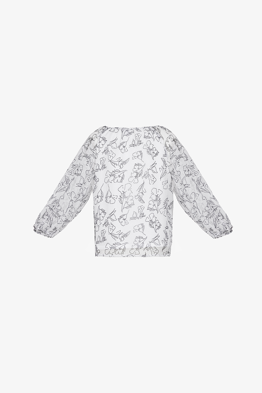 Áo kiểu nữ màu trắng họa tiết đen