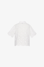 Áo kiểu sơ mi xô thêu màu trắng