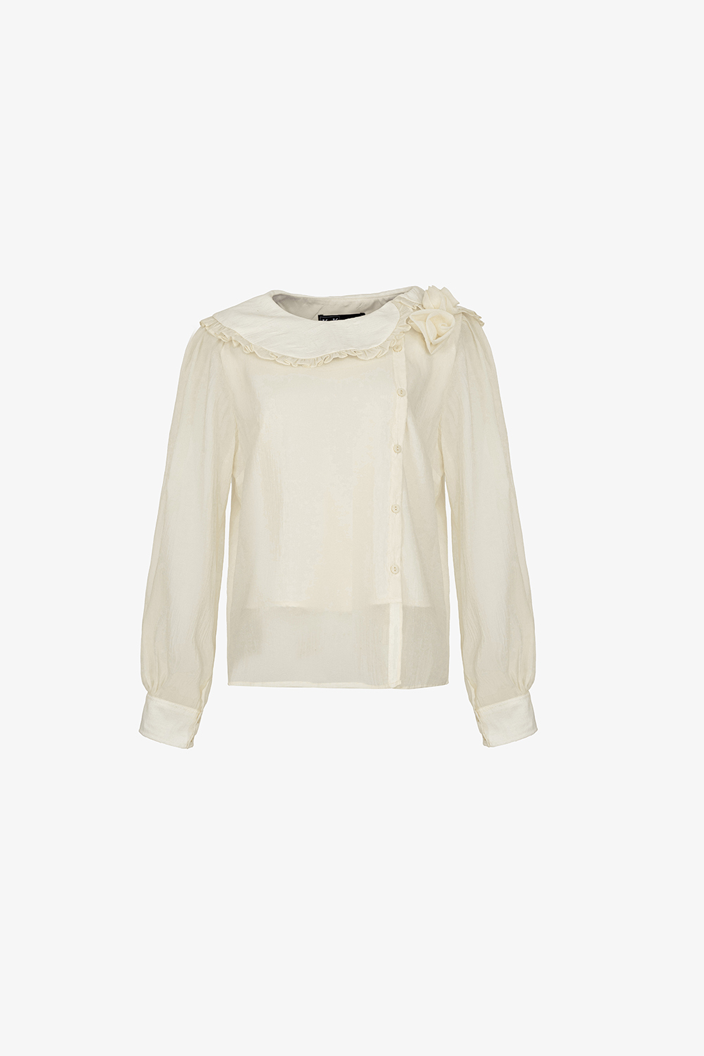 Áo sơ mi cổ bèo đính hoa