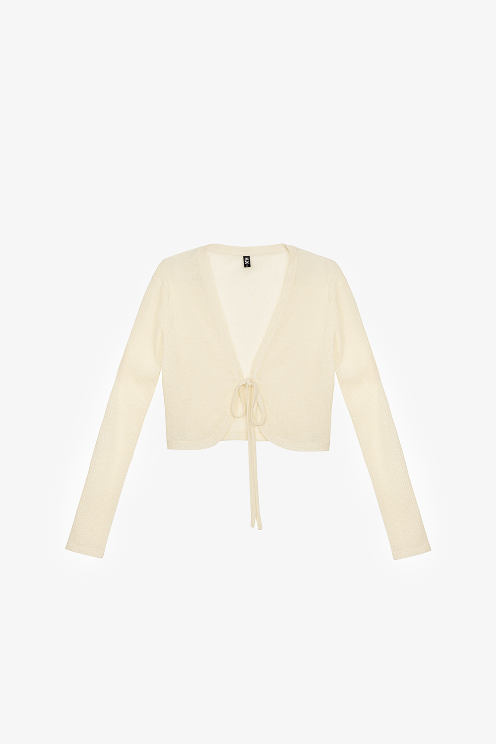 Áo khoác cardigan màu kem buộc dây eo