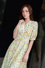 Đầm hoa công sở dáng chữ A tay lỡ