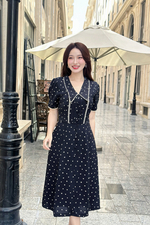 Đầm hoa dáng xòe chữ A viền ren