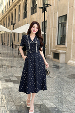 Đầm hoa dáng xòe chữ A viền ren