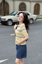 Quần short jean màu xanh phối túi