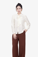 Áo sơ mi nữ công sở tay dài cổ phối nơ