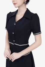 Áo kiểu nữ phối viền dáng ngắn