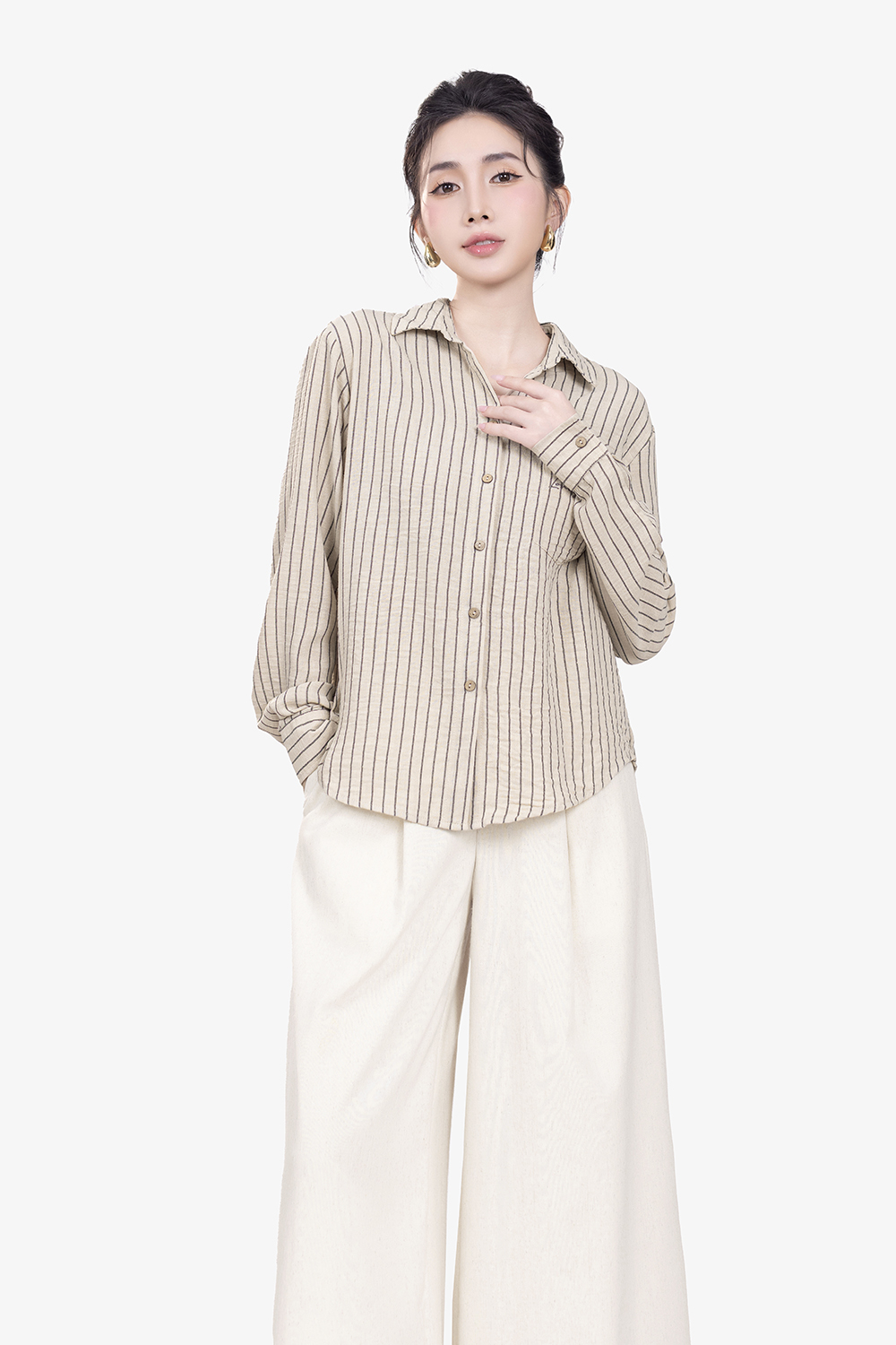 Áo sơ mi nữ công sở họa tiết kẻ sọc