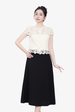 Áo kiểu ren nữ cổ tròn tay ngắn