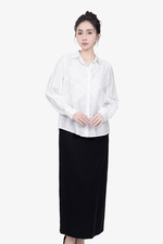 Áo sơ mi trắng nữ tay dài phối ren