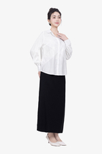 Áo sơ mi trắng nữ tay dài phối ren