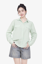 Áo sơ mi công sở nữ kẻ sọc màu xanh