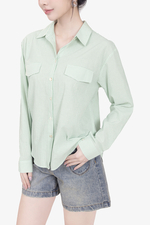 Áo sơ mi công sở nữ kẻ sọc màu xanh