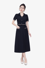 Chân váy dài dáng xòe túi phối viền