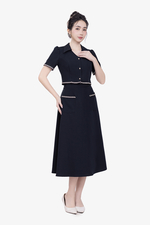 Chân váy dài dáng xòe túi phối viền