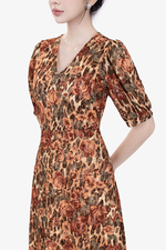 Đầm ren hoa chữ A cổ V tay lỡ