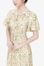 Đầm hoa nhí dáng xòe dài phối thắt lưng