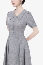 Đầm công sở dáng chữ A cổ lá nhọn