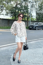 Áo kiểu nữ họa tiết tay dài