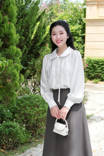 Áo sơ mi trắng cổ sen thắt nơ