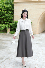 Chân váy xoè midi dáng dài màu xám