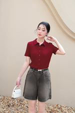 Quần short jean màu xám đen phối túi