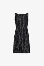 Đầm tweed đen phối trắng dáng chữ A