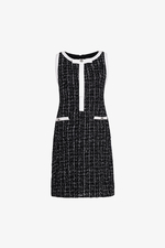 Đầm tweed đen phối trắng dáng chữ A