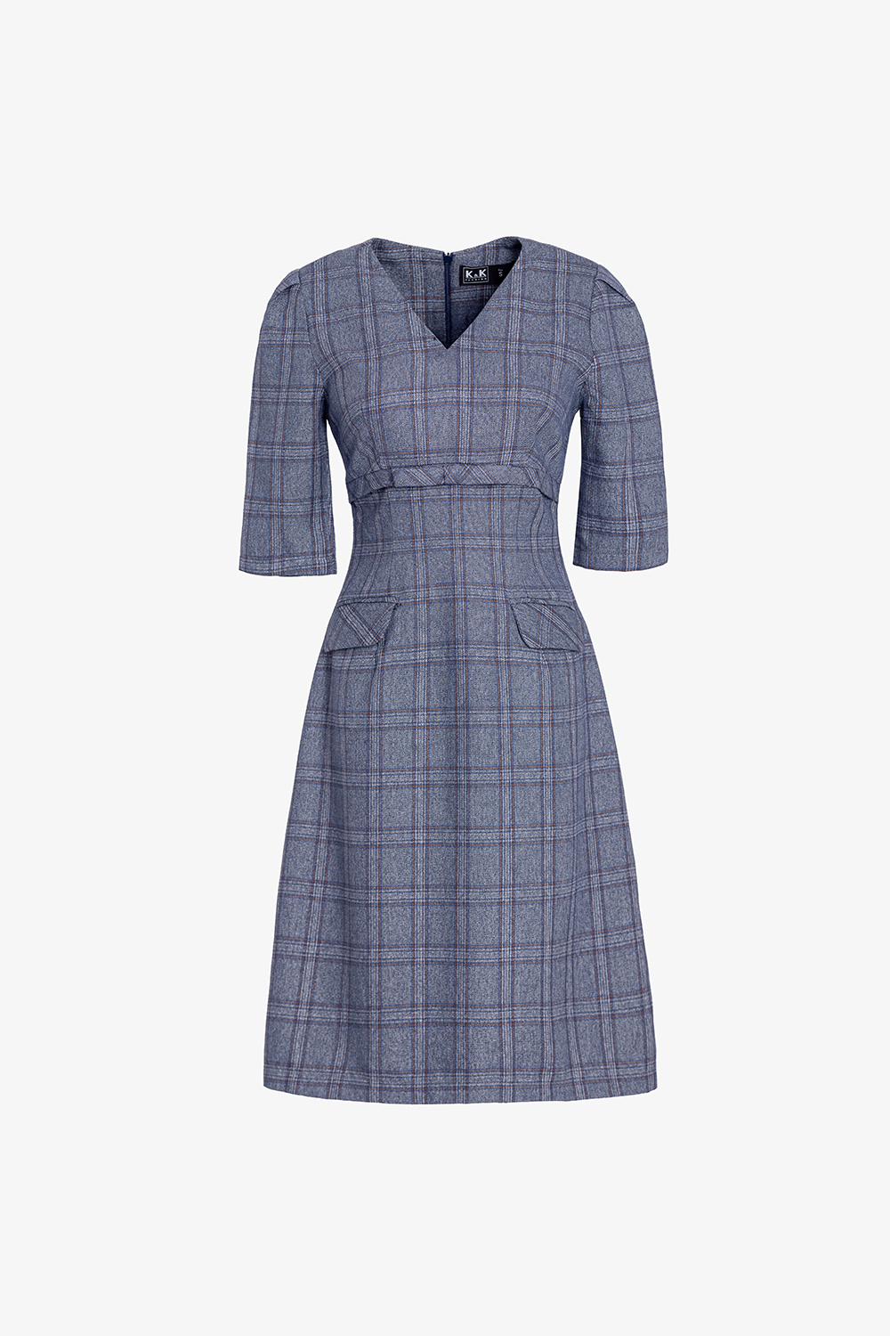 Đầm caro chữ A tay lỡ nhấn eo cao