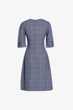 Đầm caro chữ A tay lỡ nhấn eo cao