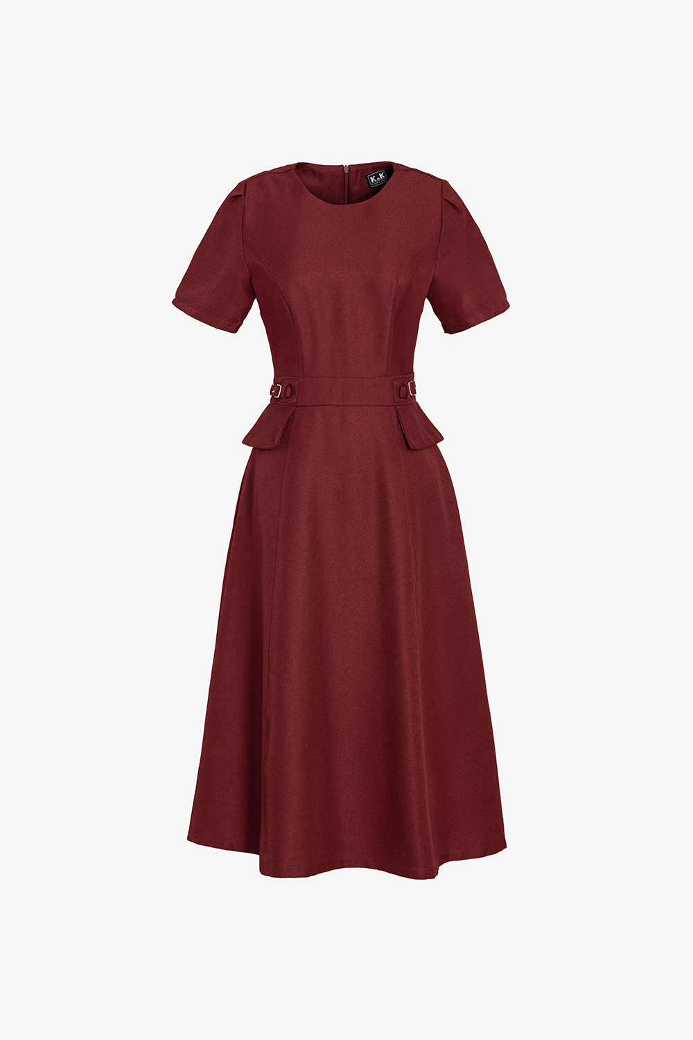 Đầm đỏ dáng xoè phối nắp túi